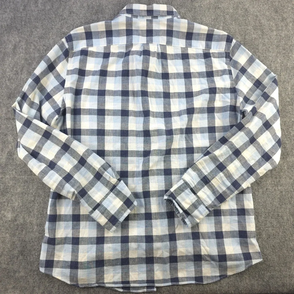 J Crew Homespun Shirt Large‎ Slim Fit Blue Plaid Long Sleeve Button Down Cotton